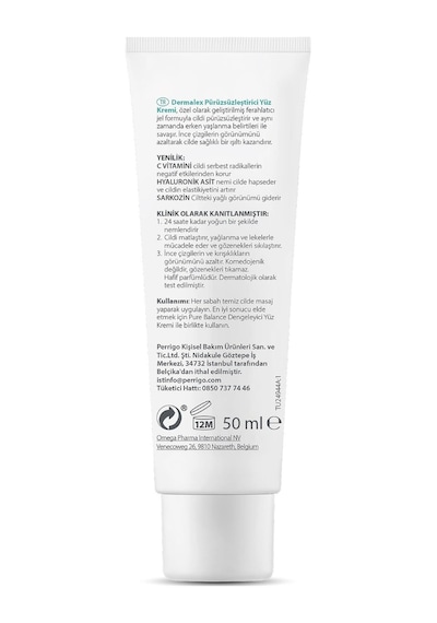 Dermalex Pure Balance Pürüzsüzleştirici ve Aydınlatıcı Etkili Yüz Kremi 50 ML