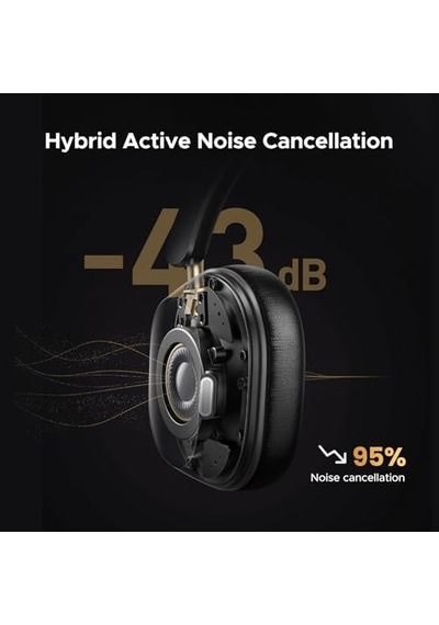Hitune Max5c Kulaklıklar Kablosuz, 75h Çalma Süresi, Uyarlanabilir Gürültü Engelleme, Yüksek Çözünürlüklü Ses Bluetooth 5.4 Kulak Üstü Kulaklıklar, Uygulama İle Özel Eq Çoklu Bağlantı Uyarlanabilir Aktif Gürültü Önleme 50 x 22