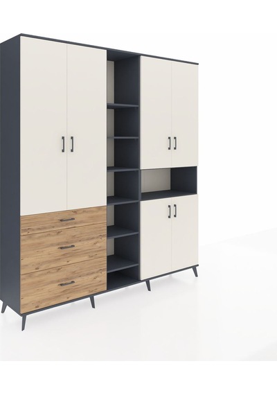 Hyperion Dolap 13 Raflı 3 Çekmeceli 6 Kapaklı 220x44x243 Antrasit-aytaşı/çam Aytası/atlas Çam Hyperion Dolap 13 Raflı 3 Çekmeceli 6 Kapaklı 220x44x243 Antrasit-aytaşı/çam Aytası/atlas Çam