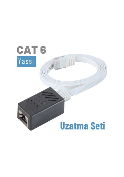 Irenis CAT6 Kablo Uzatma Seti. Yassı Ethernet Kablo ve Ekleyici 50 CM-Beyaz Irenis CAT6 Kablo Uzatma Seti. Yassı Ethernet Kablo ve Ekleyici 50 CM-Beyaz