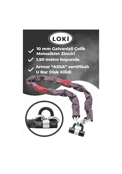 10 Mm Kalınlık 1.50 Metre Motorsiklet Scooter Zincir Kilit Armor Disk Kilidi U Bar