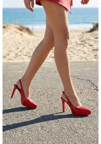 Erkan Saçmacı Scarlett Slingback Kırmızı Rugan Sivri Burun Arkası Açık İnce Platform Topuklu Ayakkabı Erkan Saçmacı Scarlett Slingback Kırmızı Rugan Sivri Burun Arkası Açık İnce Platform Topuklu Ayakkabı
