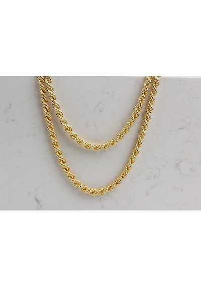 Glorria Gümüş 4 Mm Halat Burgu Zincir Kolye Sarı