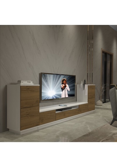 Decoraktiv Trendstyle On2s Mdf Tv Ünitesi Tv Sehpası - Beyaz Pera Beyaz - Meşe