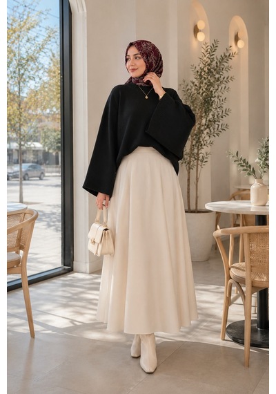 Unika Boutique Kadın Yarasa Kol Oversize Triko Kazak Siyah