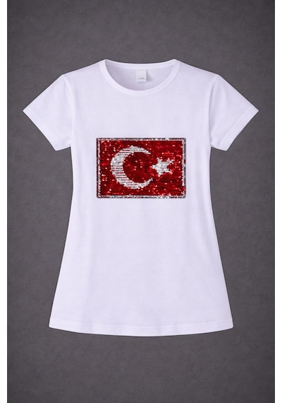 Dıgıl Kids Atatürk Ve Türk Bayrağı Motifli Kız Çocuk T-shirt Beyaz1