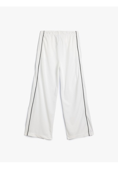 Koton Basic Bol Paça Pantolon Beli Lastikli Şerit Detaylı Beyaz 5wkg40171ak Beyaz