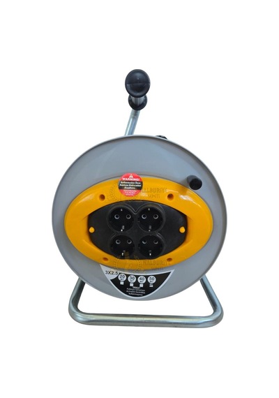 Sgs Metal Makaralı Uzatma Kablosu Cca 3x2.5 - Dörtlü Priz - 20 Mt. 20 M