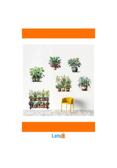 Tropikal Bitkiler Duvar Stickerı Yeşil Yapraklı 90x35 Cm 8 Adet Çok Renkli