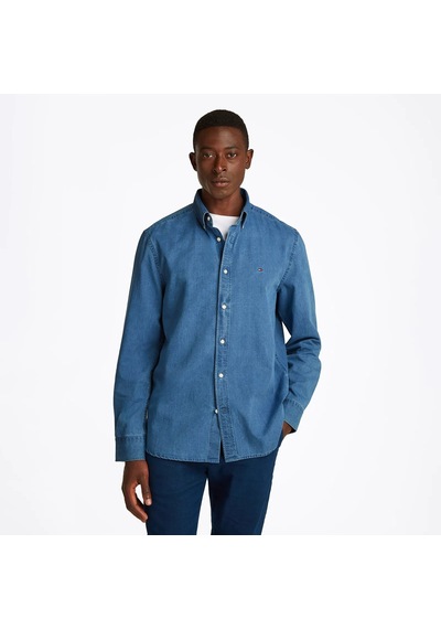Tommy Hilfiger Chambray Rf Shırt Erkek Mavi Gömlek - Mw0mw38134 Mavi
