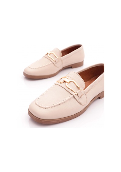 Dgn 08 Kadin Tokali Loafer Ayakkabi Krem