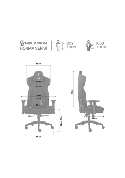 Horma Kumaş Gaming Oyuncu Koltuğu, Koyu Gri Çok Renkli