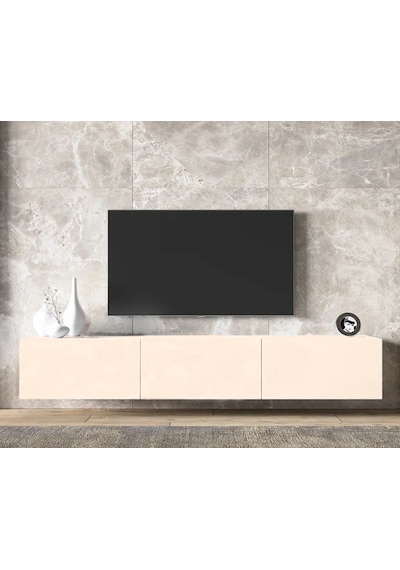 Beliz Tv Ünitesi Tv Sehpası Alt Modül 200 Cm Krem Mdf