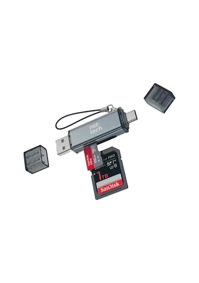 Nettech Nt-cr01 Usb Ve Type-c Sd Kart Okuyucu - Gri Diğer