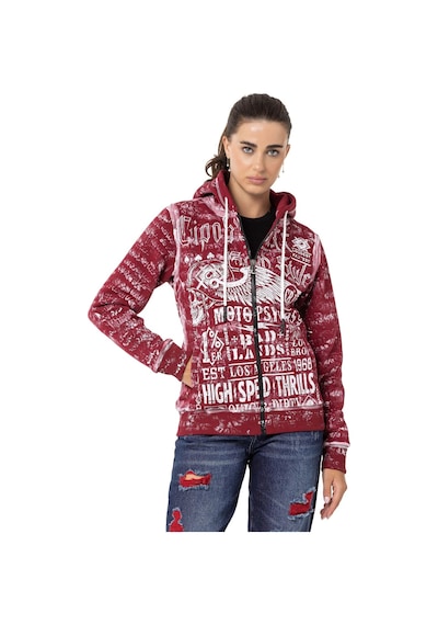 Wl352 Kadın Baskılı Zip Hoodie 001