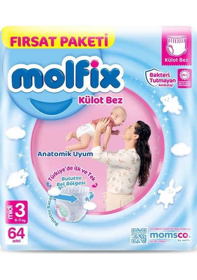 Molfix Külot Bebek Bezi Beden:3 6-11kg Midi 64 Adet Fırsat Pk