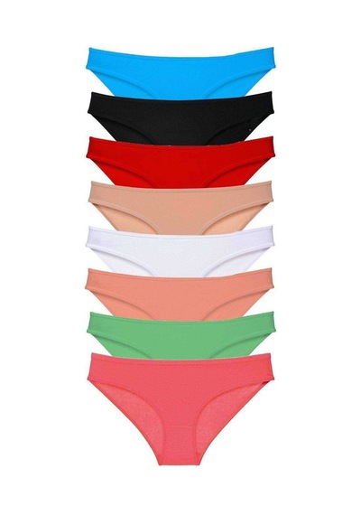 Northcity 8'li Süper Eko Set Likralı Kadın Slip Külot Seti - %95 Pamuklu Rahat İçlik Siyah,kırmızı,ten,pudra,yeşil,fuşya,mavi