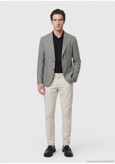 Ramsey Gri Shirt Shoulder Slim Fit %100 Keten Ceket