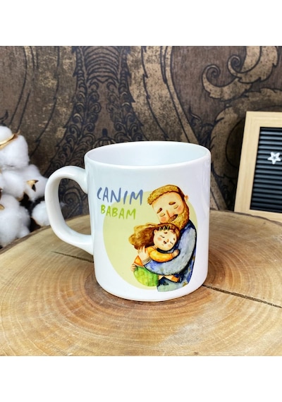 Canım Babam Tasarımlı Kupa Bardak Beyaz - Çok Renkli