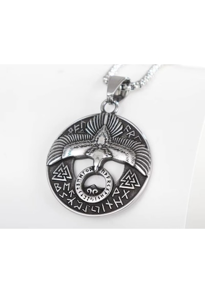 Paslanmaz Çelik Viking Rune Celtic Kartal Kolye Gümüş