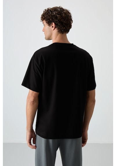 Air Jones Tommy Life Siyah Pamuklu Kalın Yüzeyi Dokulu Oversize Fit Baskılı Erkek T-shirt - 88365 Siyah Air Jones Tommy Life Siyah Pamuklu Kalın Yüzeyi Dokulu Oversize Fit Baskılı Erkek T-shirt - 88365 Siyah