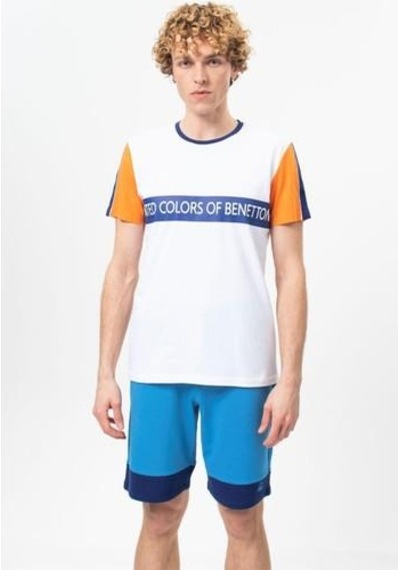 Benetton T-shırt-turuncu-beyaz Turuncu - Beyaz