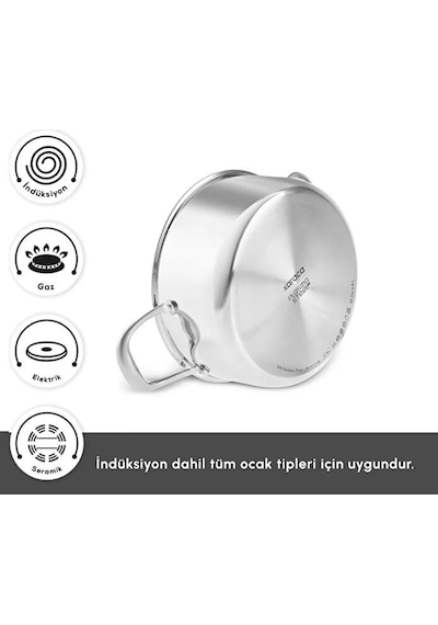 Karaca Plasma Steel 316+ 3Ply Yanmaz Yapışmaz Çelik Karnıyarık Tencere 26 cm