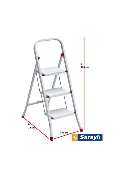 Pratik Metal Merdiven Beyaz 3 Basamaklı