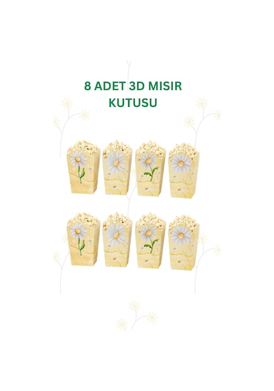 Papatya Temalı 3d Mısır Kutusu 8 Adet Sarı