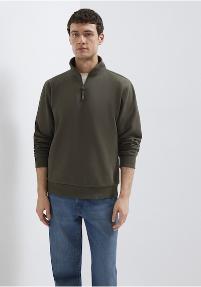 Mavi - Yarı Fermuarlı Haki Basic Sweatshirt 0s10278-71553 Yeşil