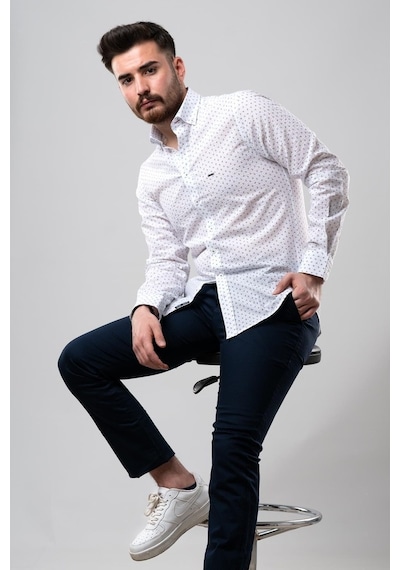 Dorss Slimfit Desenli Gofre Kumaş Erkek Gömlek