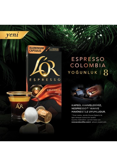 L'or Espresso Origin Colombia Nespresso Uyumlu Alüminyum Kapsül Kahve 3 x 10'lu