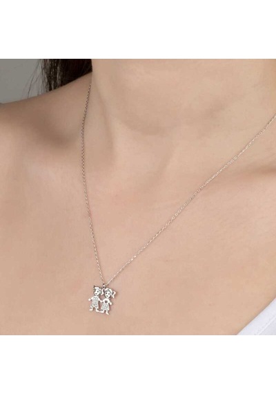 Swarovski Taşlı Gümüş Erkek Kız Çocuk Kadın Kolye (551181398)