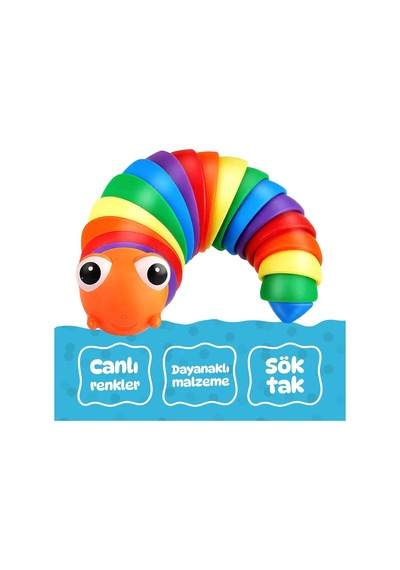 Circle Toys Kıvrılabilen Renkli Tırtıl - Giderici Ve Motor Gelişimi Destekleyen Eğitici Oyuncak