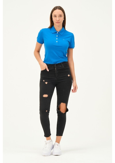 Msw Kadın Kısa Kollu Regular Fit Polo Yaka T-shirt Kobalt Mavi