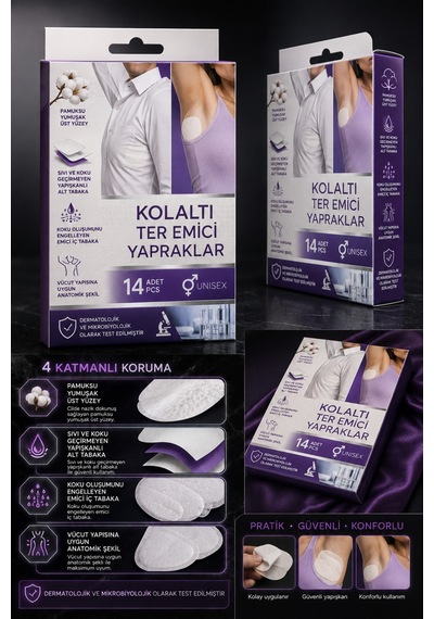 Koltuk Altı Ter Emici Yapraklar 14 Adet Unisex Ter Ve Koku Önleyici Giysi Koruyucu Ped