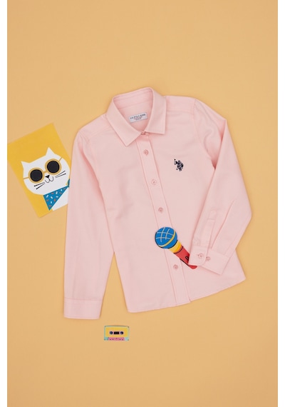 U.S. Polo Assn. Kız Çocuk Açık Pembe Uzun Kollu Basic Gömlek 50306588-VR078
