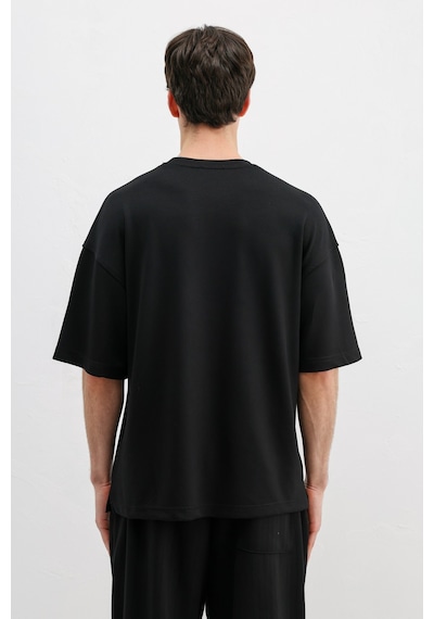 Modal Karışımlı Oversize Tişört Siyah