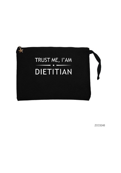 Zepplin Giyim Diyetisyen Trust Me Siyah Clutch Astarlı Cüzdan / El Çantası Siyah