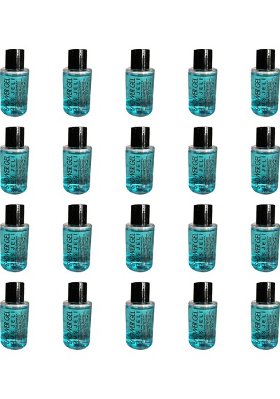 Tek Kullanımlık Mini Otel Seyehat Kamp Duş Jeli Mavi Şişe 20 x 30 ML