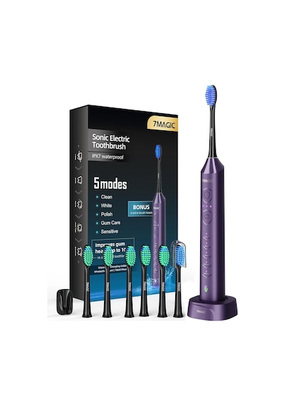 7magıc Knight Blue Sessiz Sonic Elektrikli Diş Fırçası 5 Modlu 40000 Vpm 90 Gün Şarjlı Gri
