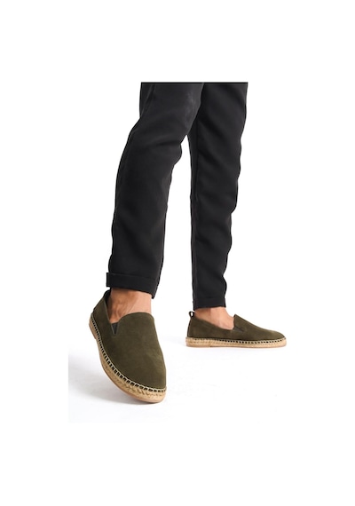 Mubiano Hakiki Deri Summer Erkek Jüt Taban Haki Süet Espadril & Loafer -mssr1120-hk Haki