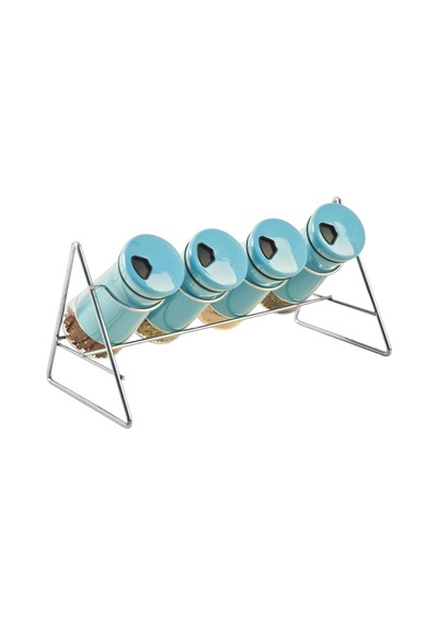 Stag-303 Kitchen Baharat Seti 4lü Stand Mavi Çok Renkli