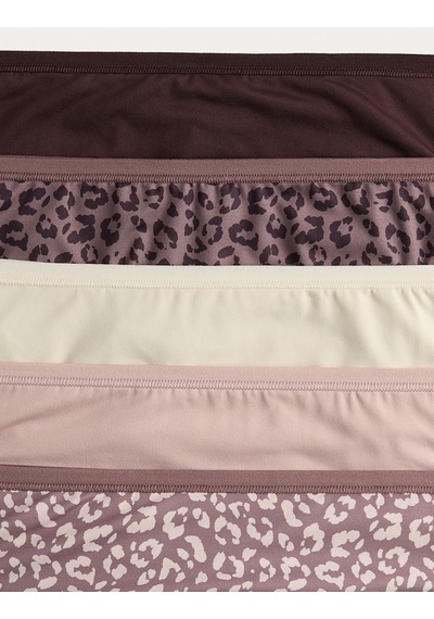 Marks & Spencer 5'li Dikişsiz High Leg Külot Seti T61004100 Kahverengi
