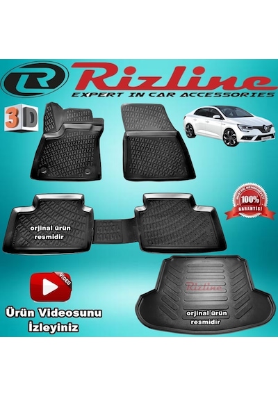 Megane 4 3D Paspas+Bagaj Havuzu Siyah Sd 2016 Sonrası Rizline N11.11811