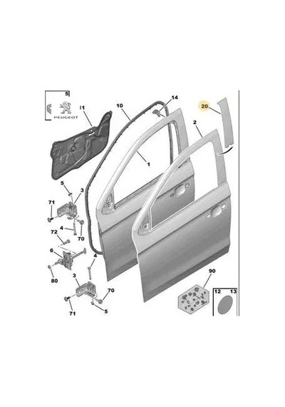 Sağ Ön Kapı Direk Bandı Peugeot 9675438480