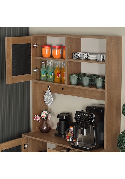 Pasific Home Grano Kahve Köşesi Çok Amaçlı Kiler Dolabı, 96 cm, Koyu Meşe
