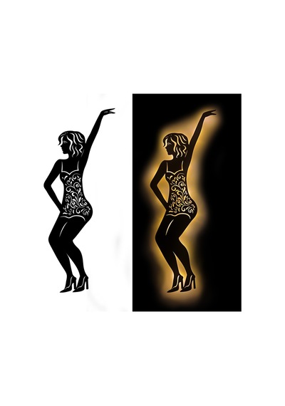Led Işıklı Dans Temalı Tablo Aidan Dekoratif Gece Lambası Sarı - 737247817 Sarı