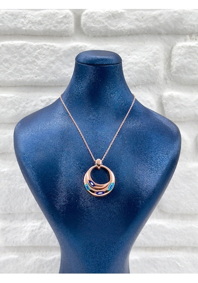 Rose Gold Tasarım Nazar Boncuklu Kadın Gümüş Kolye Rose