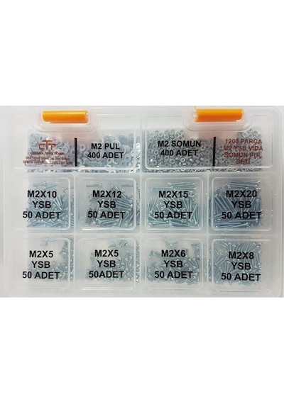 M2 Ysb Vida Seti 1200 Parça Metrik 2 MM Somun Vida Seti